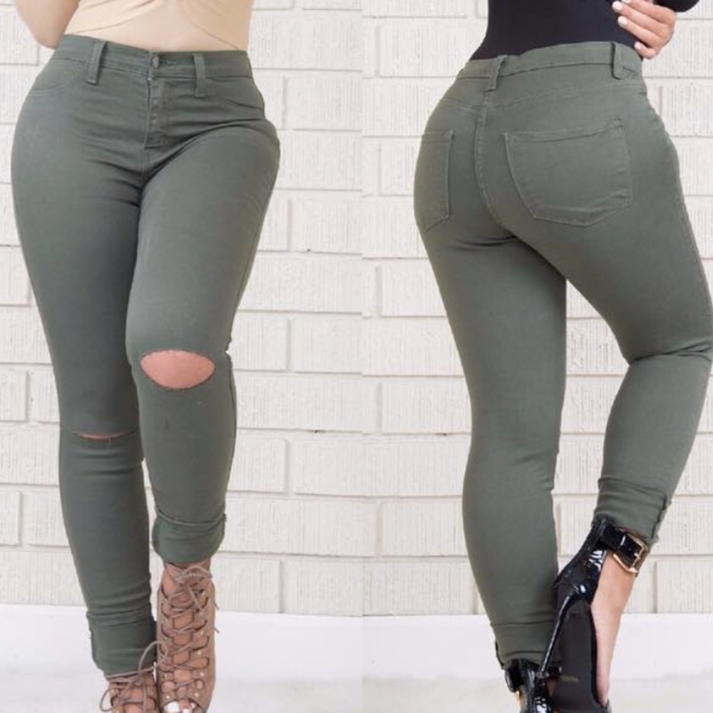 Slit Knee Jeans